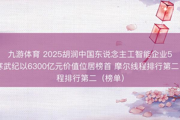 九游体育 2025胡润中国东说念主工智能企业50强:寒武纪以6300亿元价值位居榜首 摩尔线程排行第二(榜单)
