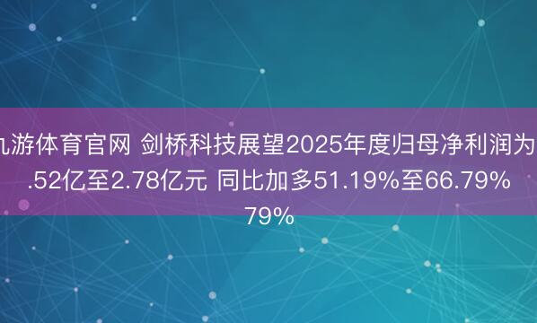 九游体育官网 剑桥科技展望2025年度归母净利润为2.52亿至2.78亿元 同比加多51.19%至66.79%