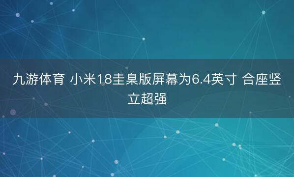 九游体育 小米18圭臬版屏幕为6.4英寸 合座竖立超强