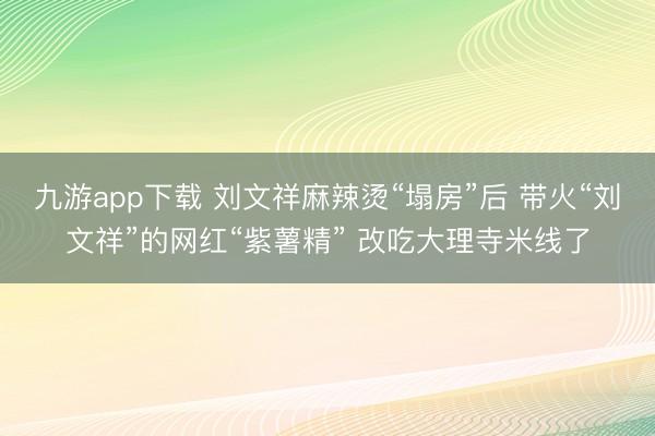 九游app下载 刘文祥麻辣烫“塌房”后 带火“刘文祥”的网红“紫薯精” 改吃大理寺米线了