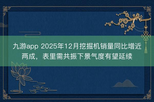 九游app 2025年12月挖掘机销量同比增近两成，表里需共振下景气度有望延续