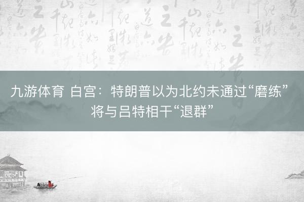 九游体育 白宫:特朗普以为北约未通过“磨练” 将与吕特相干“退群”