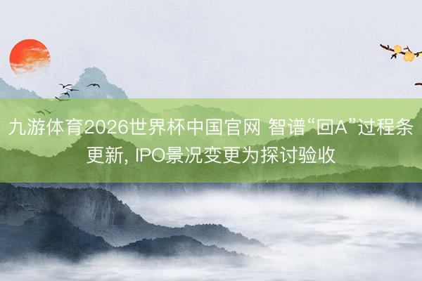 九游体育2026世界杯中国官网 智谱“回A”过程条更新， IPO景况变更为探讨验收